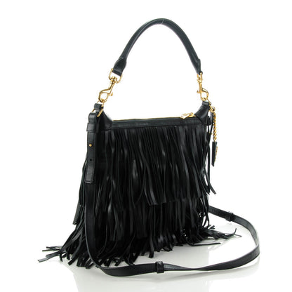Saint Laurent Calfskin Small Emmanuelle Fringed Hobo Black 3 of 7