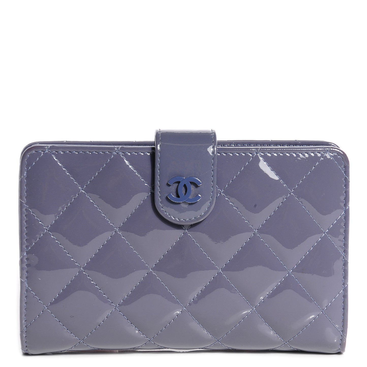 Patent Quilted Zip Pocket Wallet Light Purple