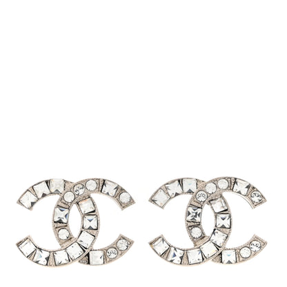 Chanel Baguette Crystal CC Earrings Silver 1 of 4