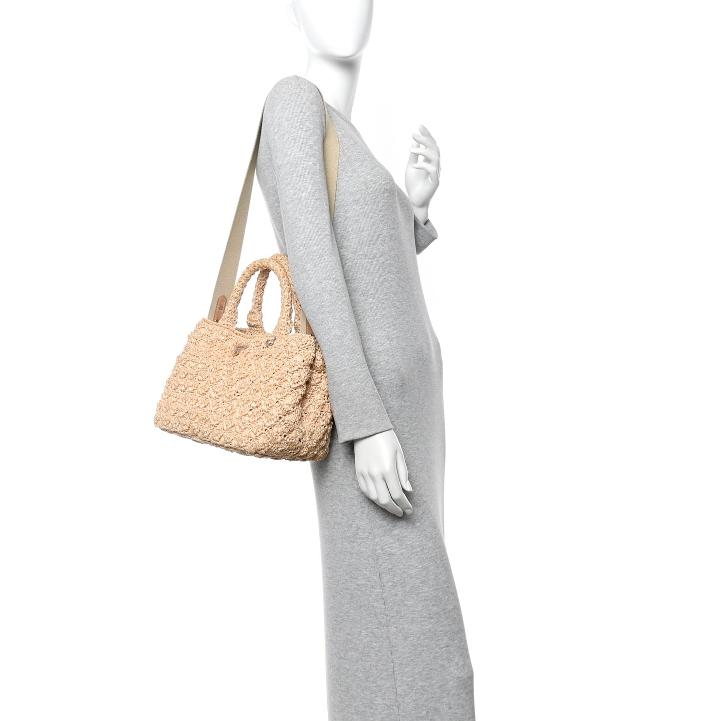 Raffia Crochet Tote Naturale