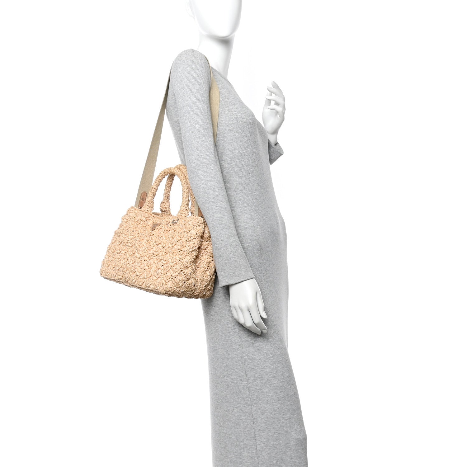 Prada Raffia Crochet Tote Naturale 2 of 10