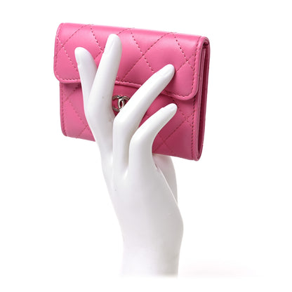 Chanel Lambskin Quilted Flap Card Holder Wallet Pink 2 of 8