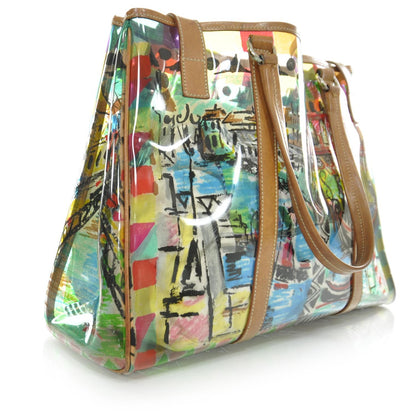 Prada Vinyl Calfskin Transparent Venice Printed Tote 3 of 8