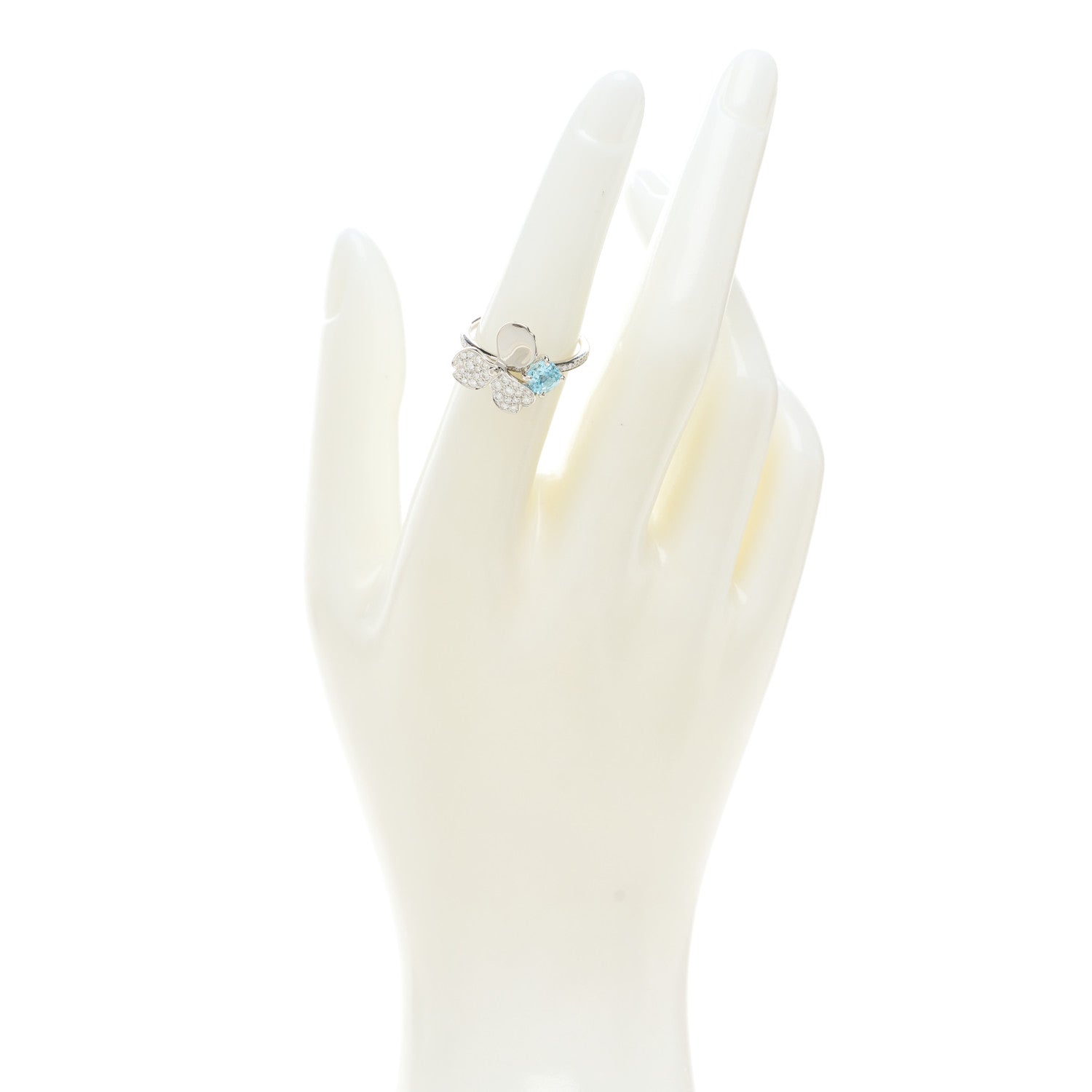Tiffany Platinum Diamond Aquamarine Paper Flowers Ring 52 6 2 of 6