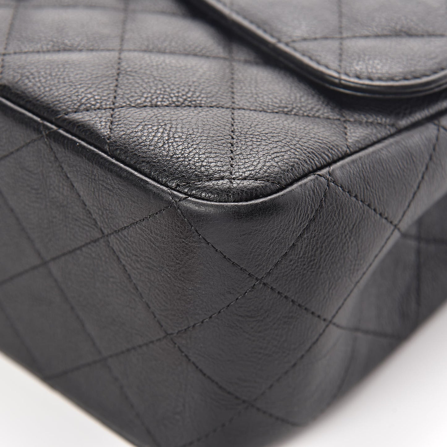 Crumpled Calfskin Quilted Jumbo Double Flap So Black