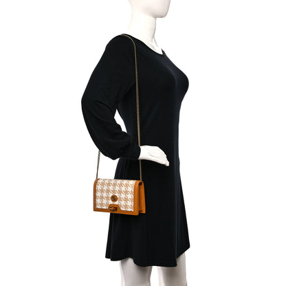 Gucci Polished Raffia Textured Dollar Calfskin Houndstooth Mini Diana Chain Bag Natural Sun Oil Mystic White 1 of 9