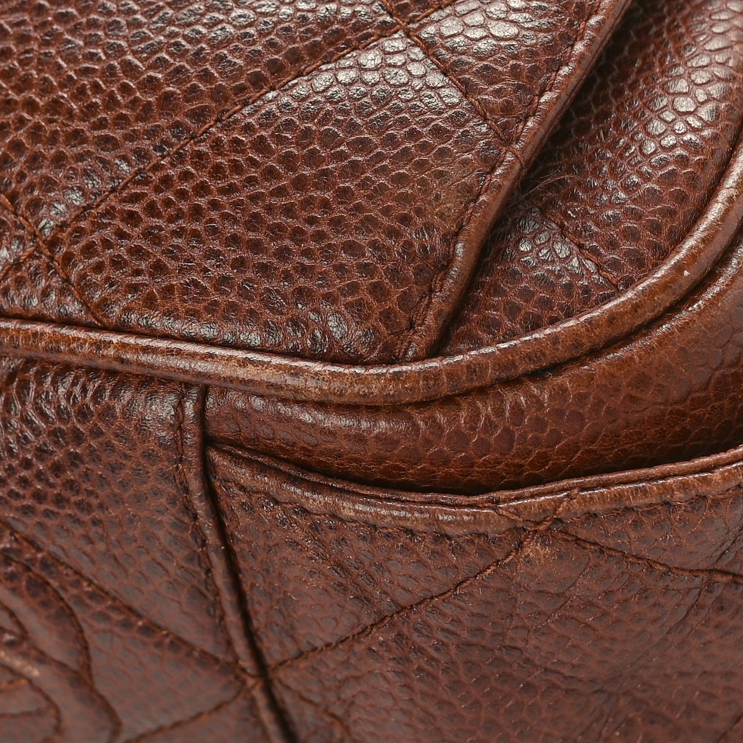 Caviar Quilted Camera Case Brown