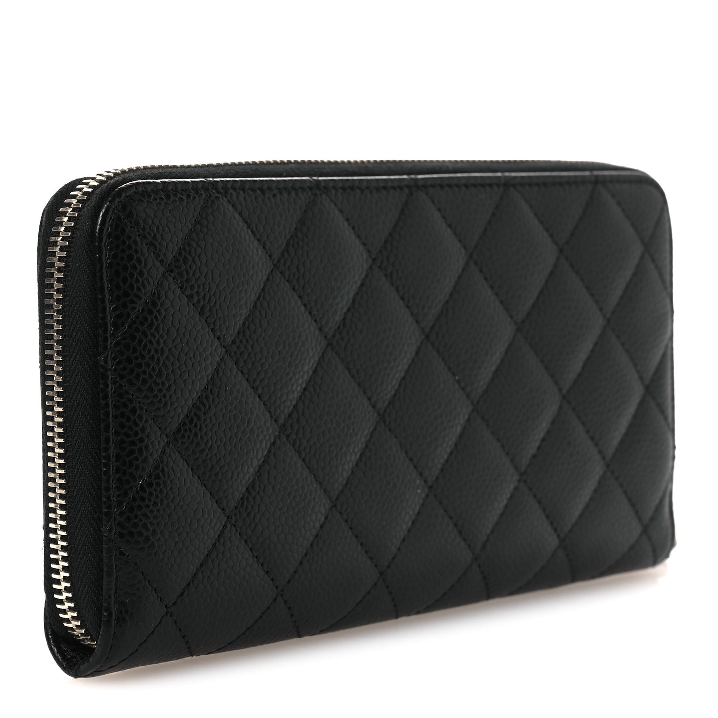 Caviar Quilted Large Gusset Zip Around Wallet Black