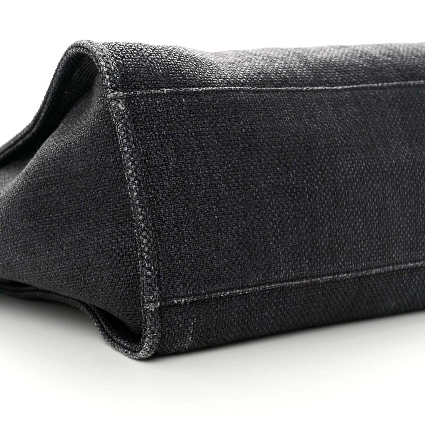 Woven Straw Raffia Medium Deauville Tote Black