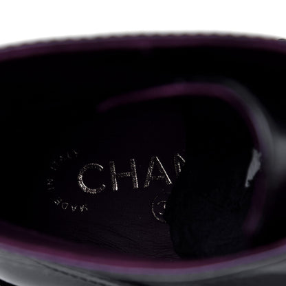 Chanel Crackled Calfskin Velvet Pearl Combat Short Boots 41.5 Black 6 of 6