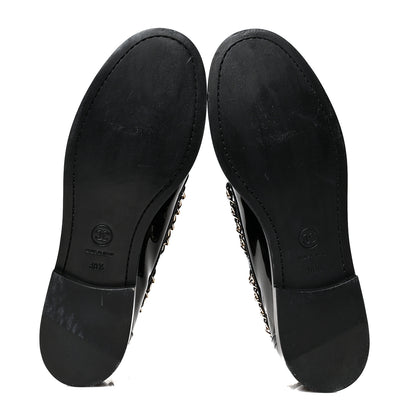 Chanel Patent Calfskin CC Chain Mocassin Loafers 38.5 Black 5 of 9