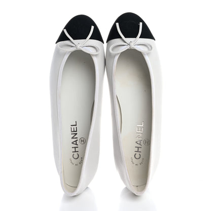 Chanel Lambskin Cap Toe CC Ballerina Flats 39 White Black 2 of 13