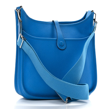 Hermes Taurillon Clemence Evelyne III PM Bleu Hydra 2 of 9