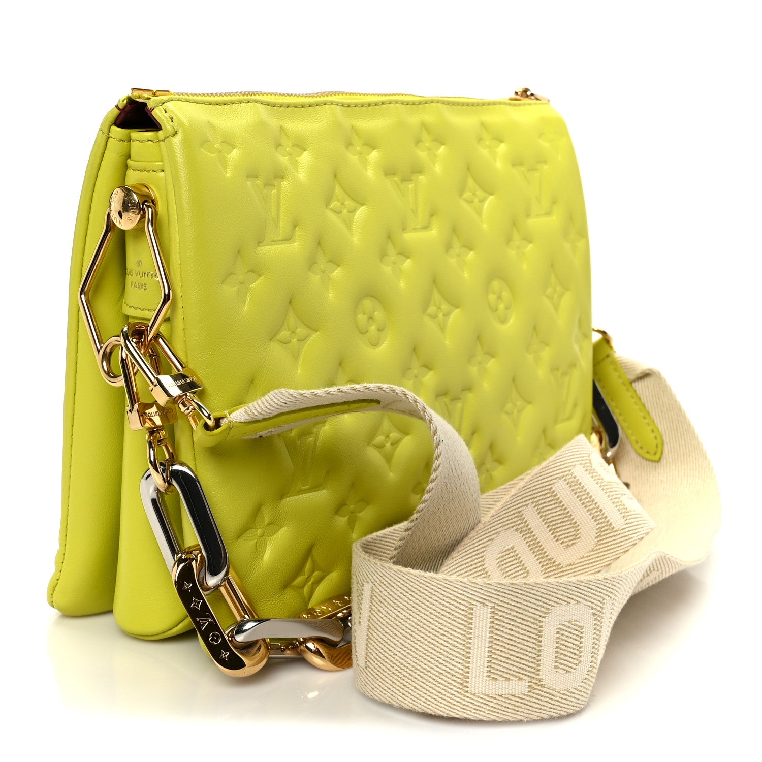 Louis Vuitton Lambskin Embossed Monogram Coussin PM Vert Acide 3 of 11