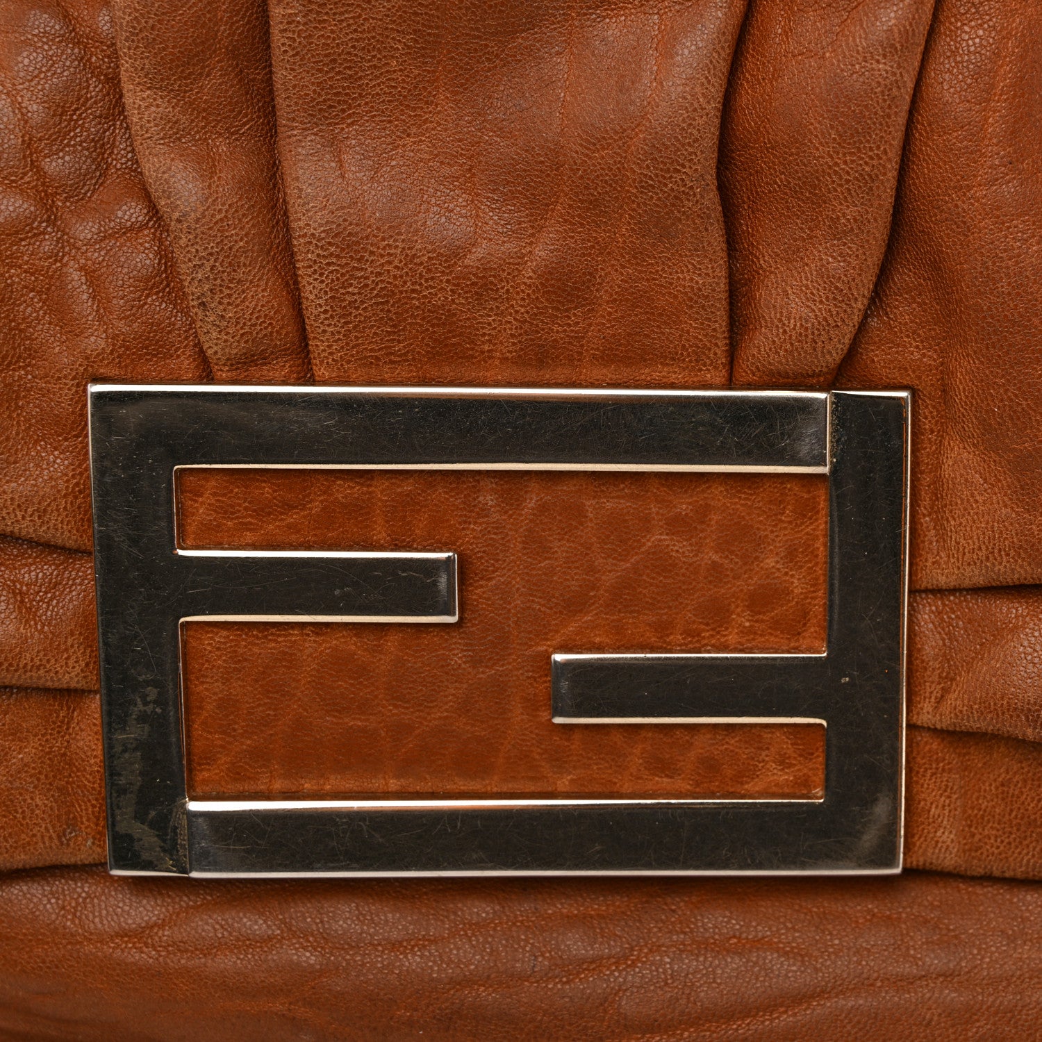 Fendi Crinkled Lambskin Mia Shoulder Flap Camel 13 of 15