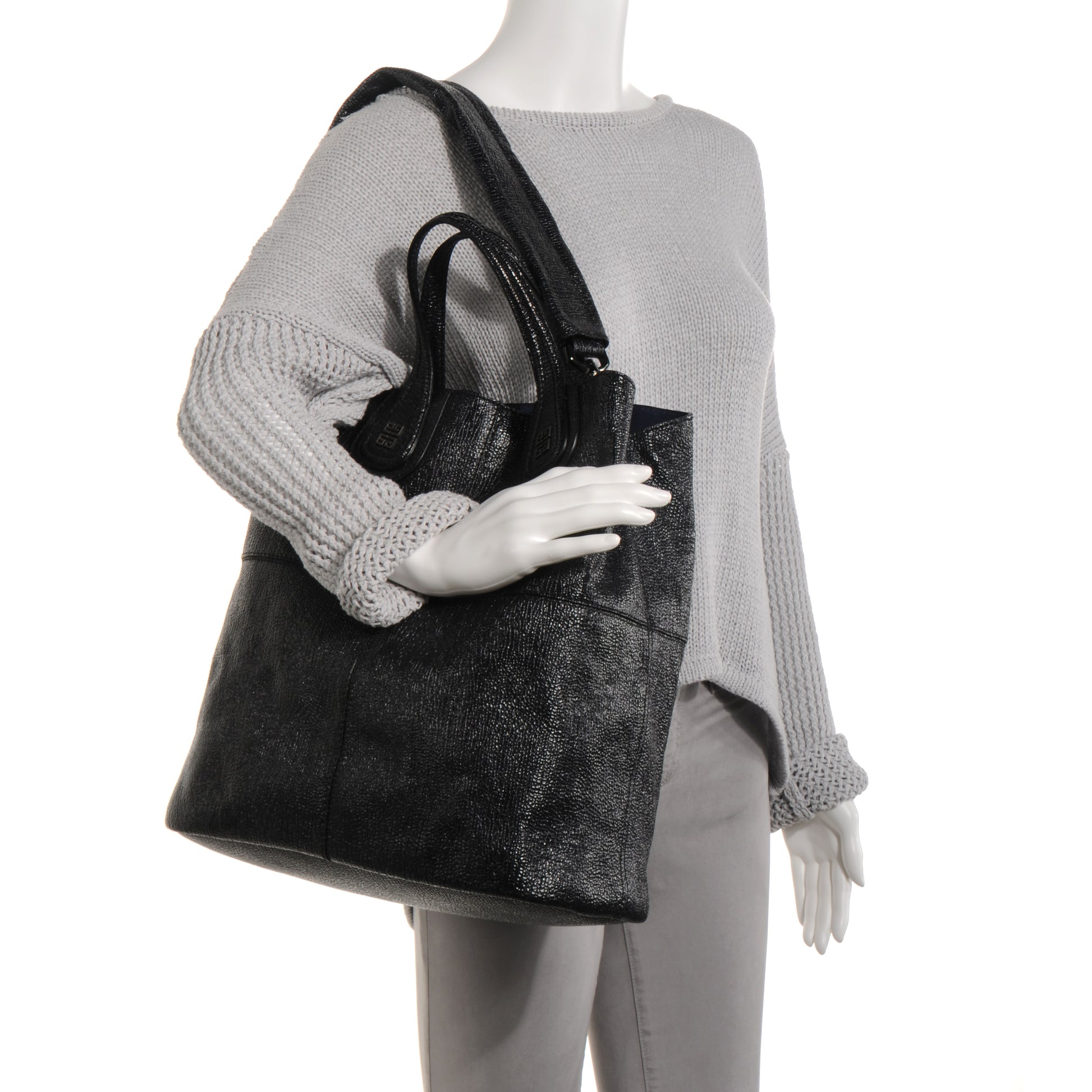 Givenchy Glazed Pebbled Calfskin North South Nightingale Black 2 of 8