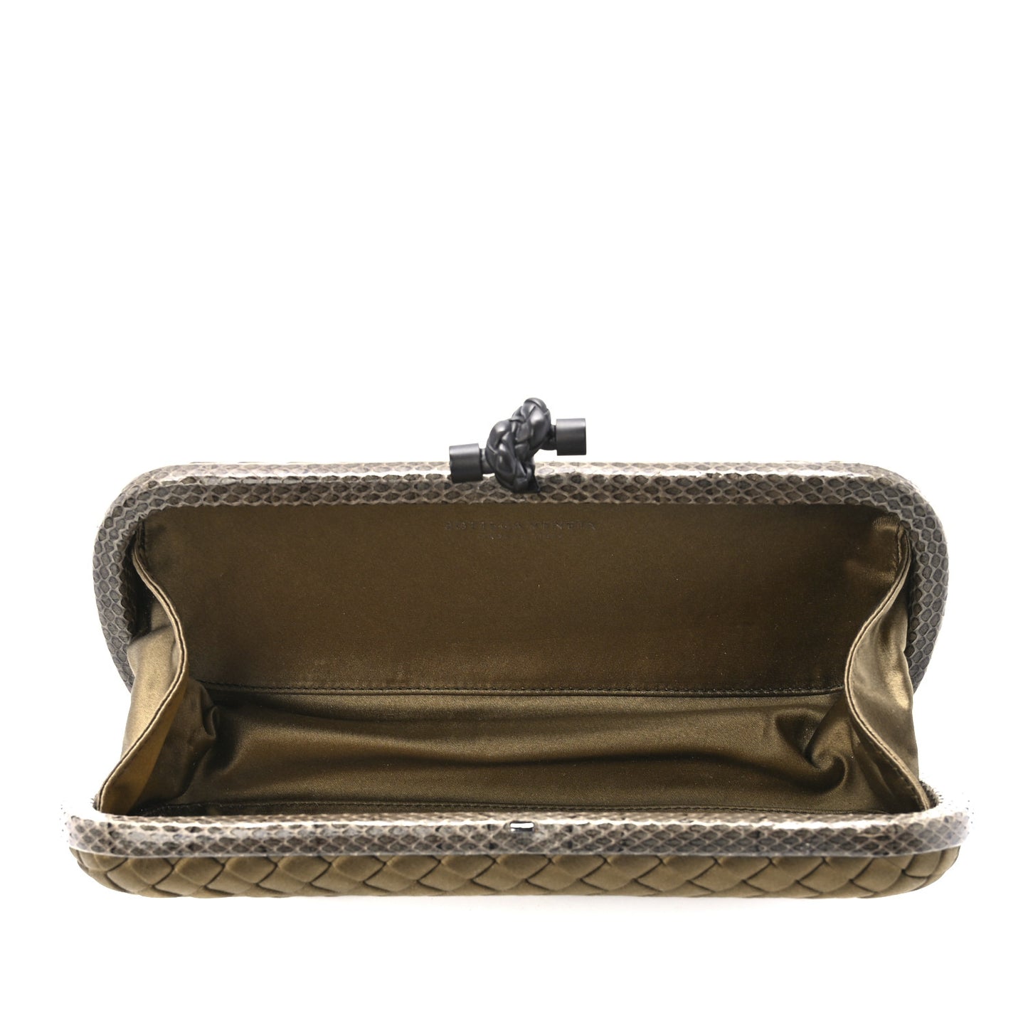 Satin Intreccio Impero Ayers Stretch Knot Clutch Light Brown
