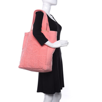 Chanel Terry Cotton CC Beach Tote Towel Set Coral 2 of 13