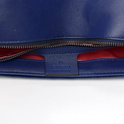 Gucci Velvet Matelasse Medium GG Marmont Shoulder Bag Cobalt Blue 5 of 9