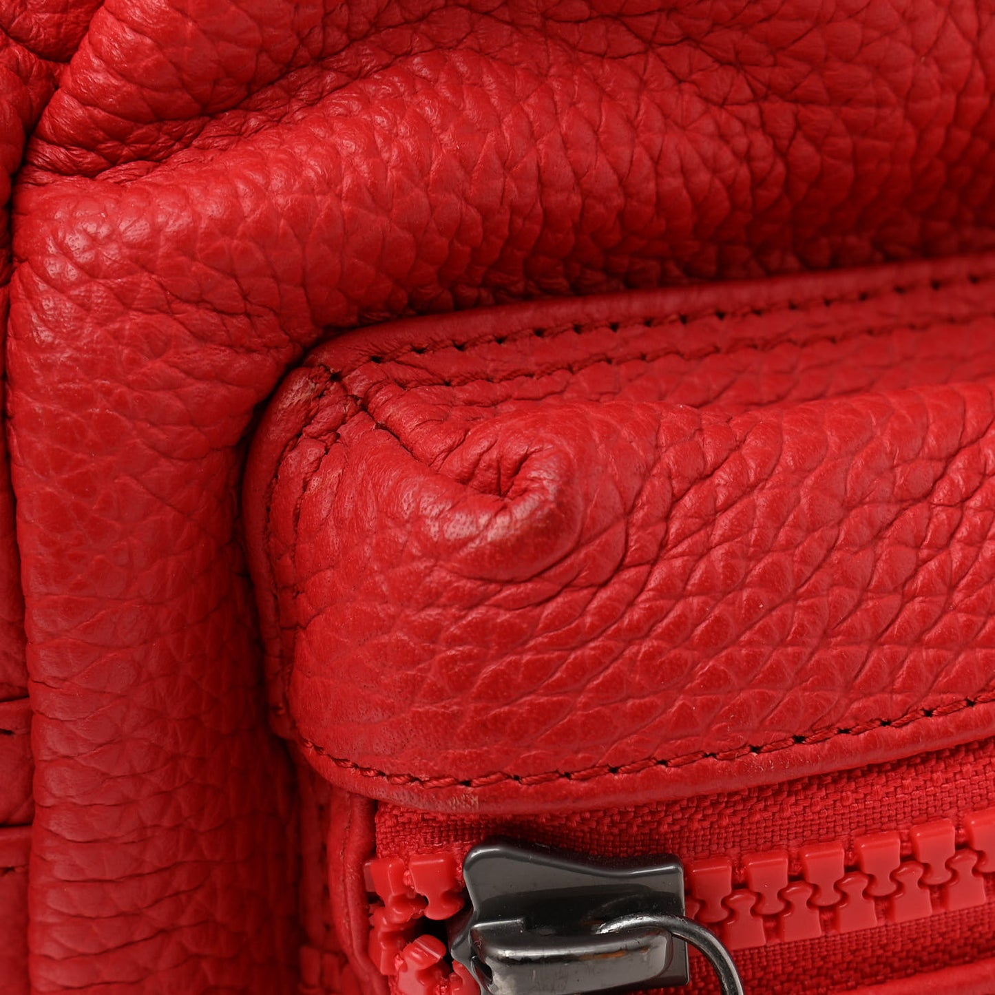 Calfskin Studded Small Logo Backpack Red