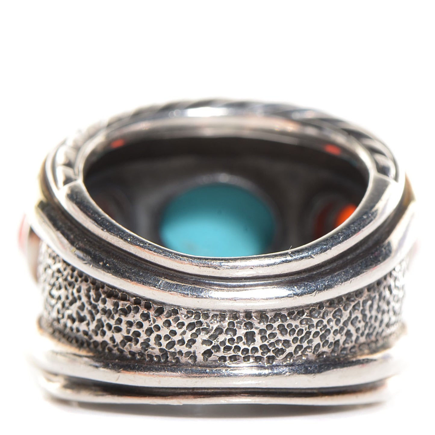 Sterling Silver 14K Yellow Gold Turquoise Carnelian Renaissance Ring 6