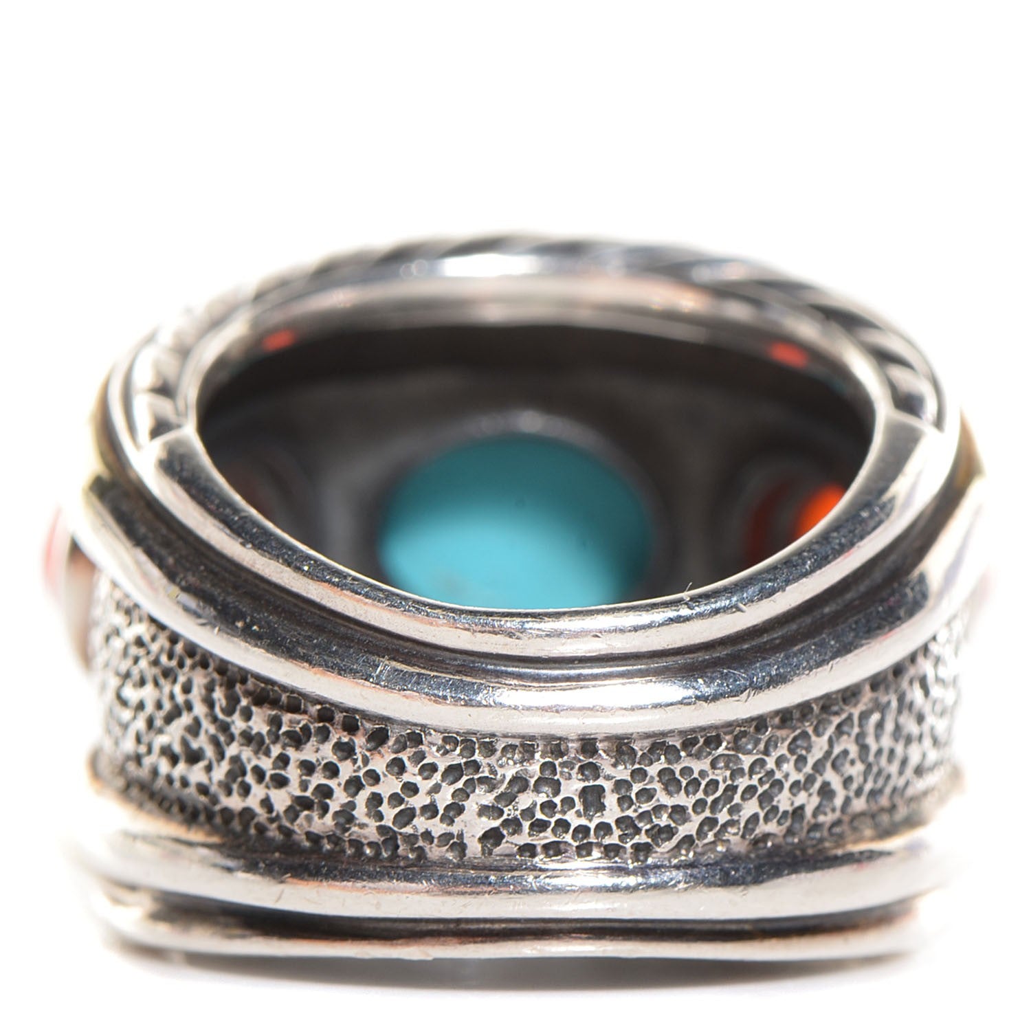 David Yurman Sterling Silver 14K Yellow Gold Turquoise Carnelian Renaissance Ring 6 5 of 5