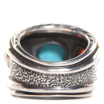 David Yurman Sterling Silver 14K Yellow Gold Turquoise Carnelian Renaissance Ring 6 5 of 5