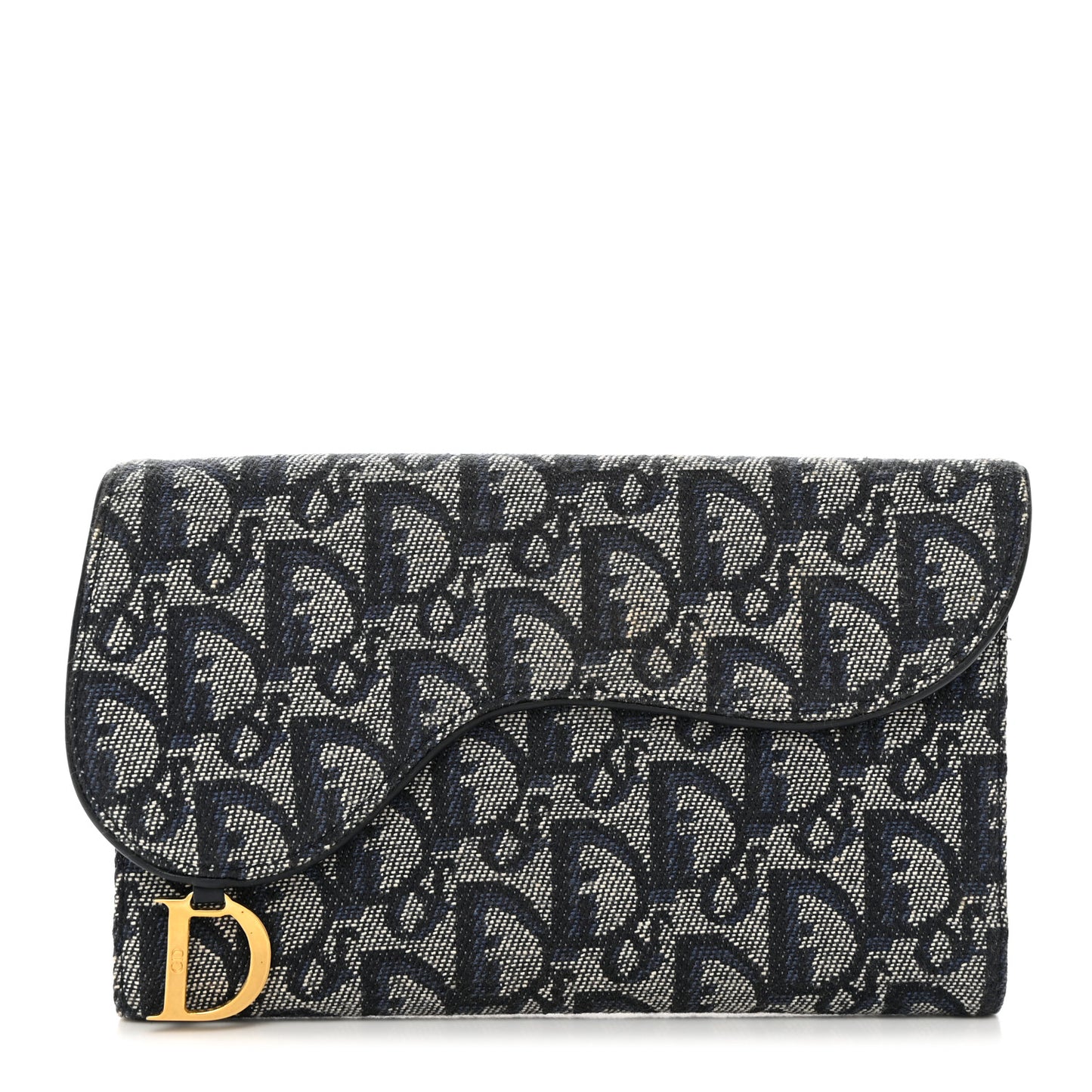 CHRISTIAN DIOR Monogram Saddle Wallet Navy