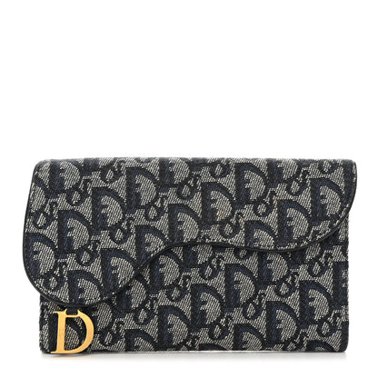 Christian Dior CHRISTIAN DIOR Monogram Saddle Wallet Navy 1 of 7