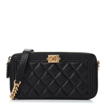 Chanel Caviar Quilted Small Boy Clutch With Chain Black 1 of 11