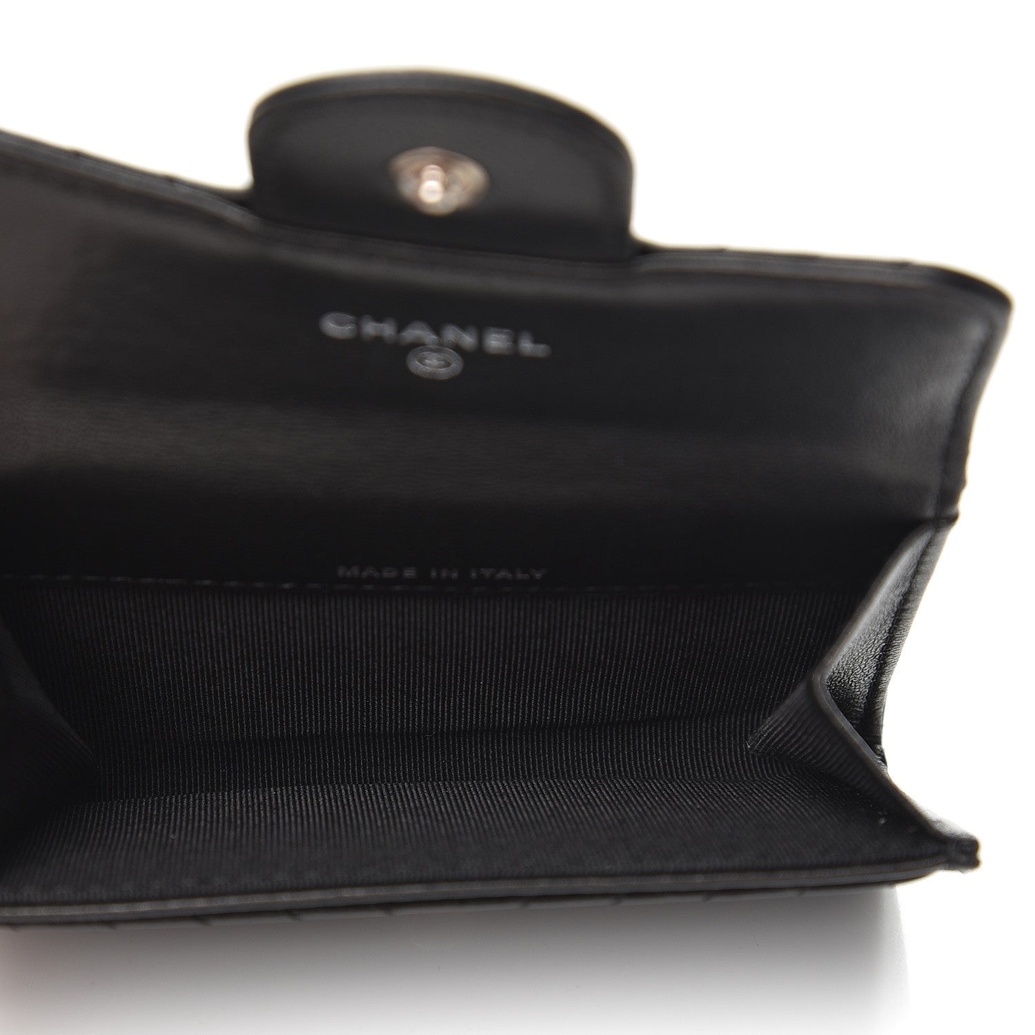 Chanel Aged Calfskin Chevron Quilted Card Holder Wallet So Black 5 of 9