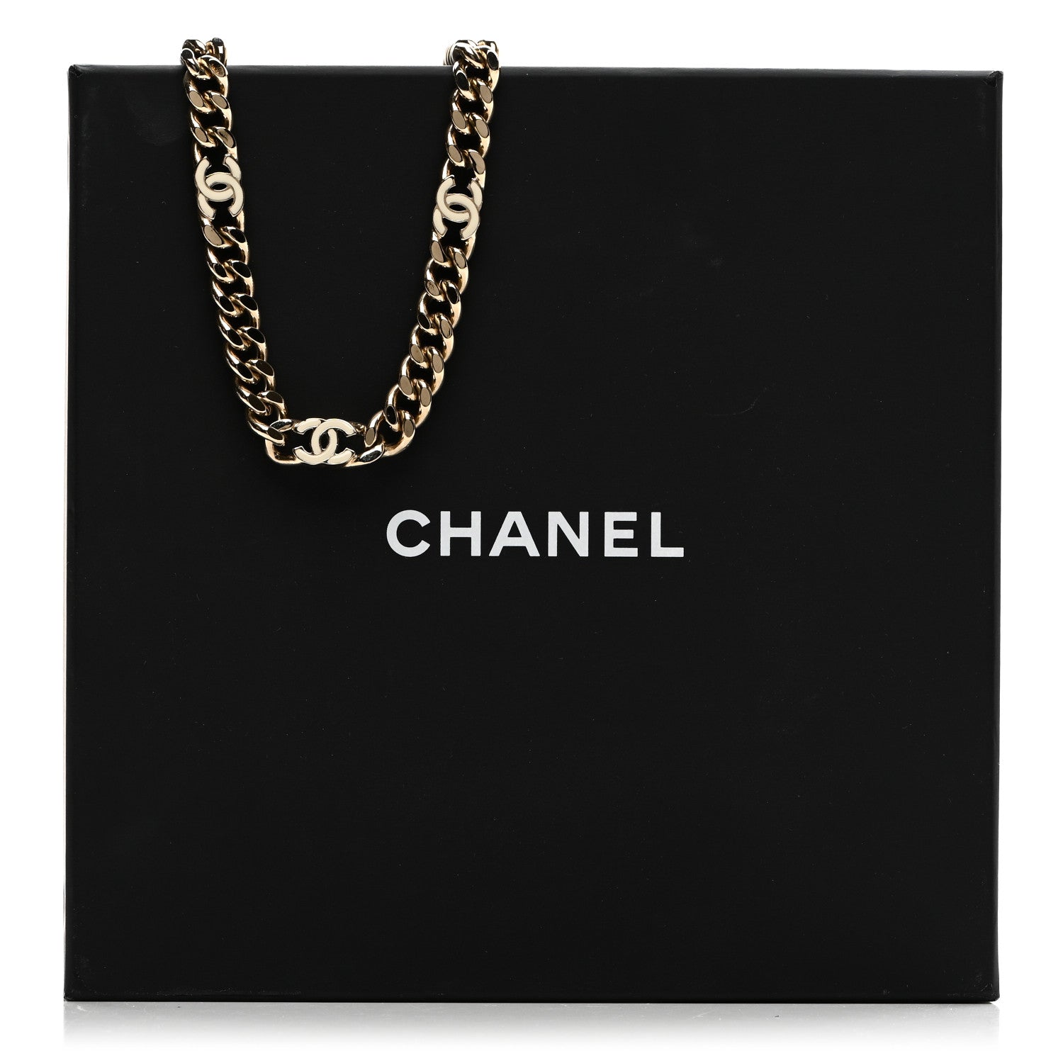 Chanel Metal Enamel Chain CC Choker Gold White 6 of 6