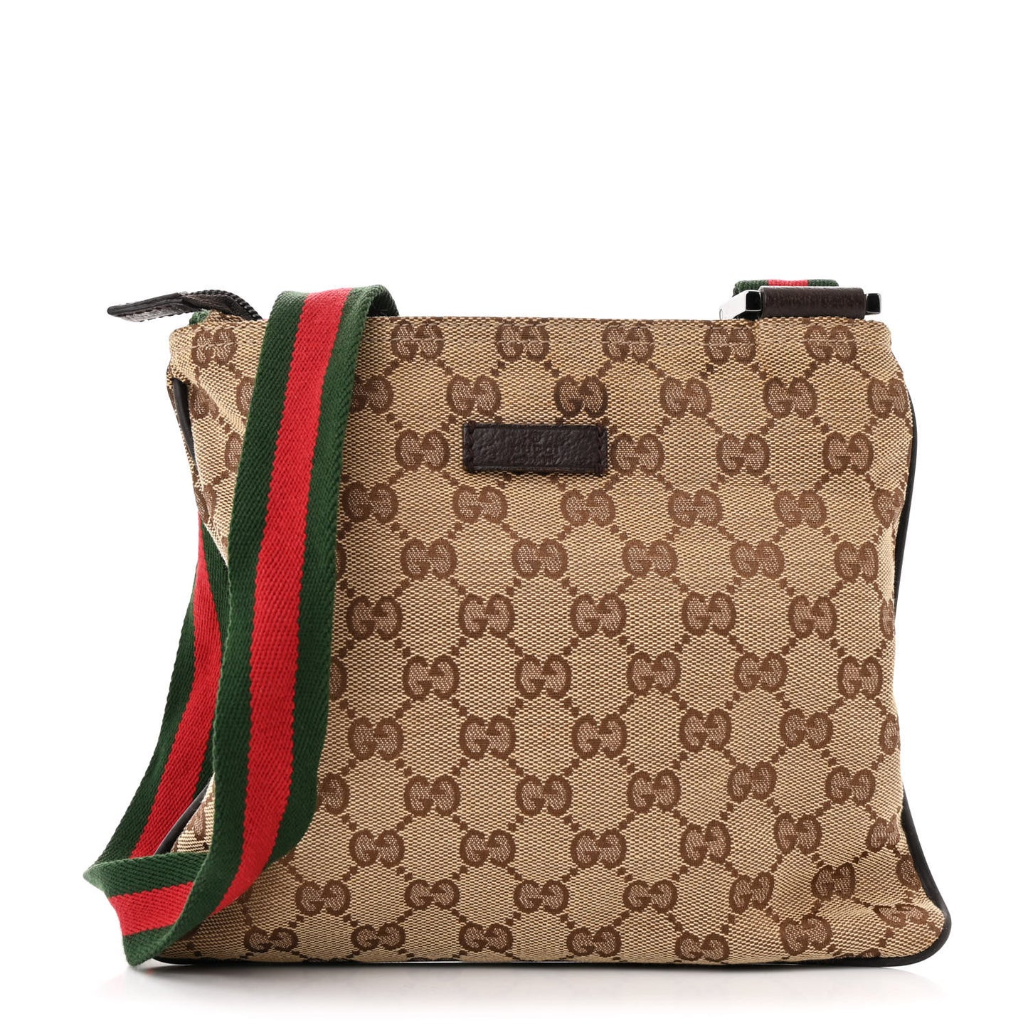 Monogram Web Small Flat Messenger Bag Brown