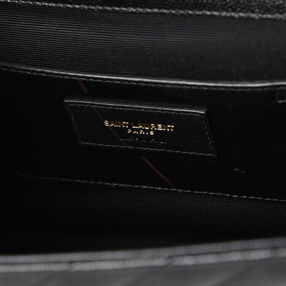 Saint Laurent Grain De Poudre Matelasse Chevron Medium Monogram Satchel Black 7 of 7