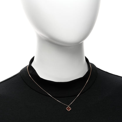 Van Cleef & Arpels 18K Rose Gold Carnelian Sweet Alhambra Pendant Necklace 2 of 6
