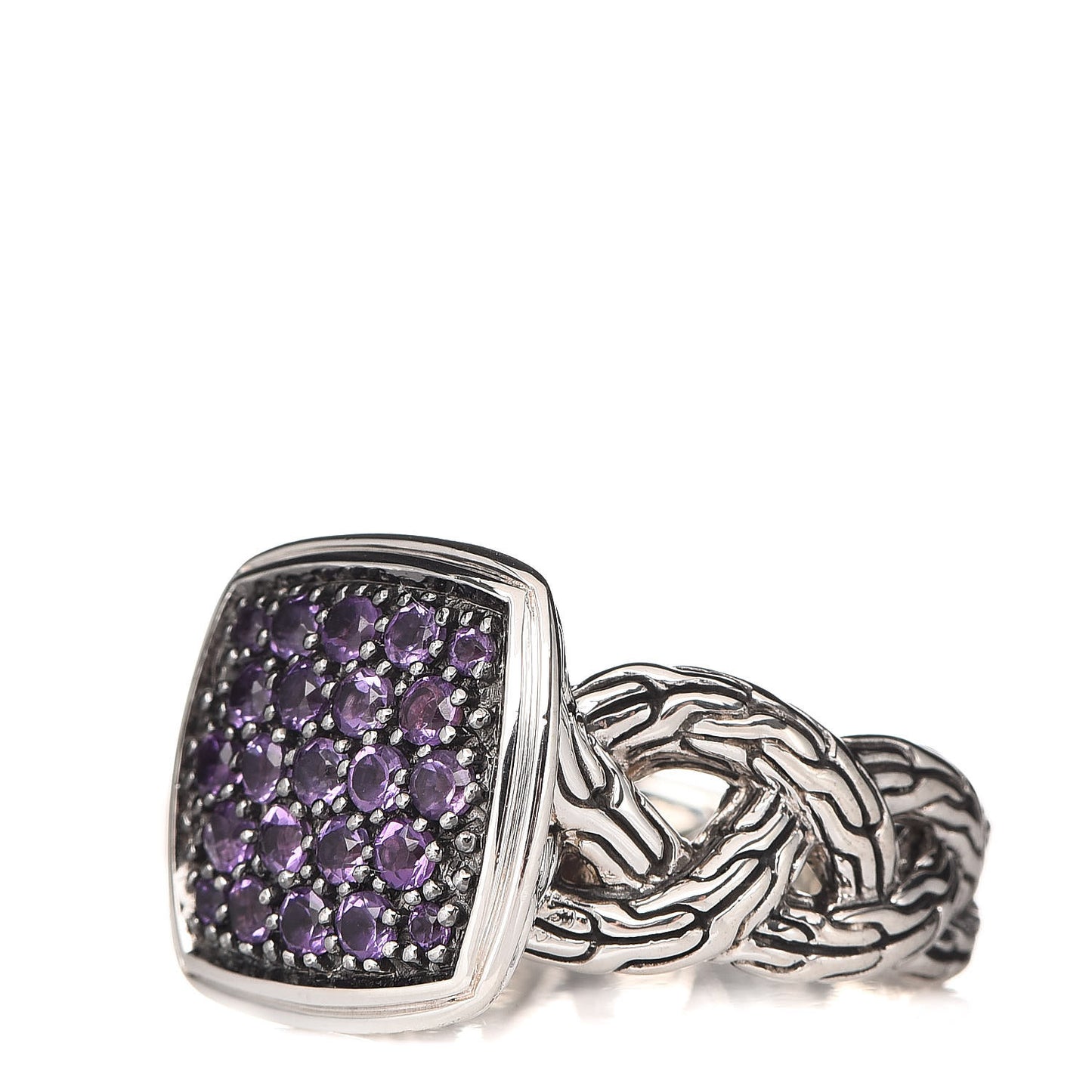 Sterling Silver Amethyst Small Lava Classic Chain Ring 52 6