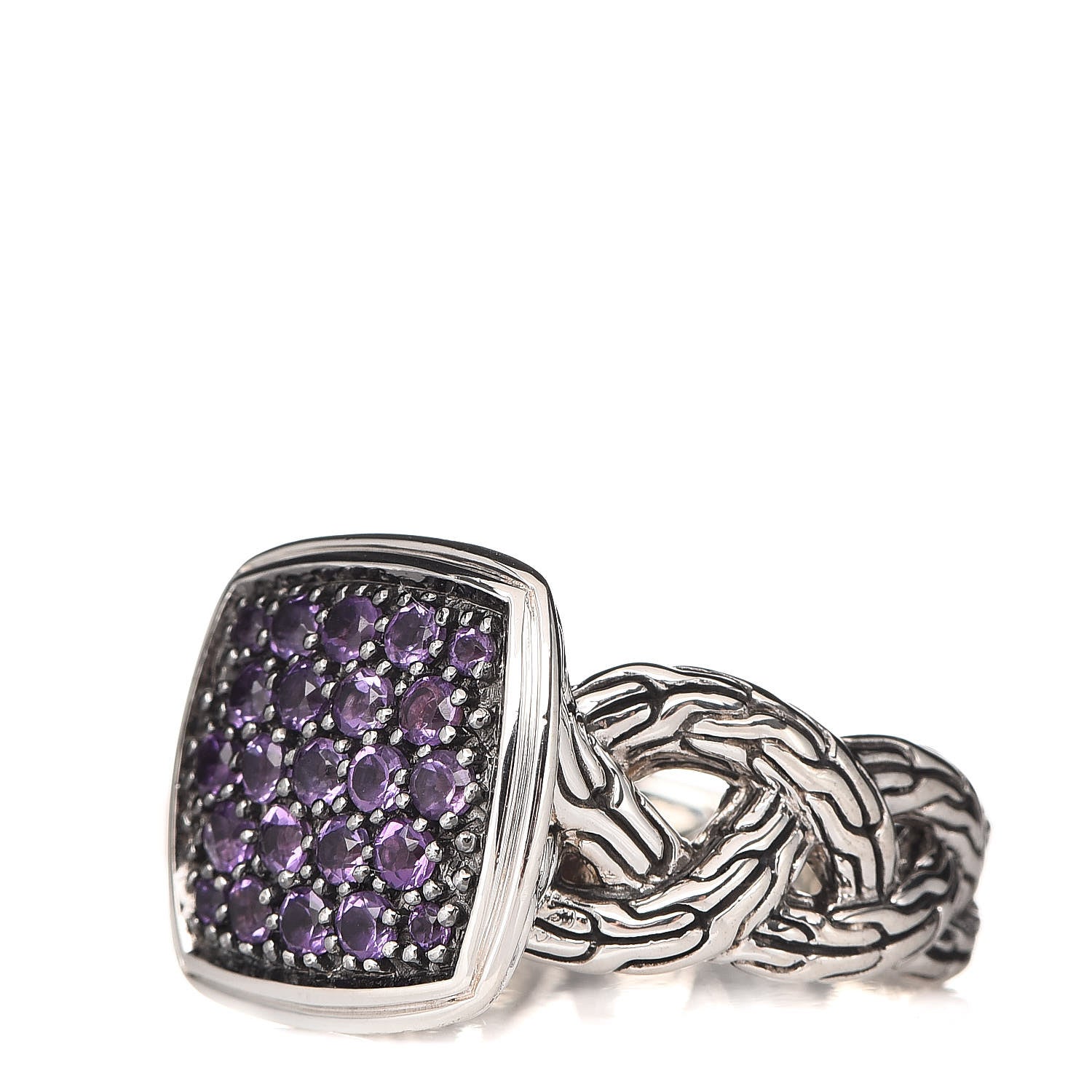 John Hardy Sterling Silver Amethyst Small Lava Classic Chain Ring 52 6 3 of 7