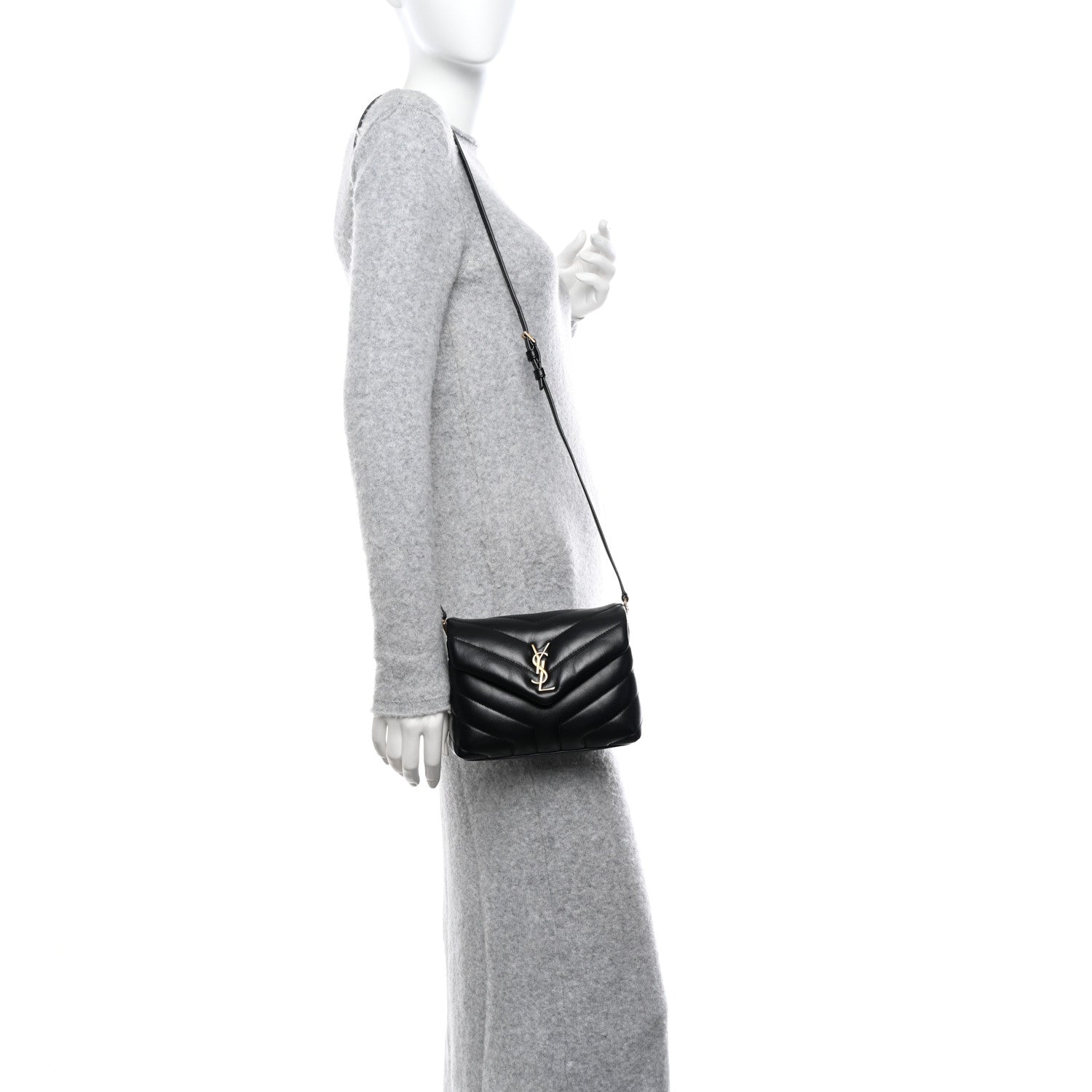 Saint Laurent Calfskin Y Quilted Monogram Toy Loulou Crossbody Bag Black 2 of 11