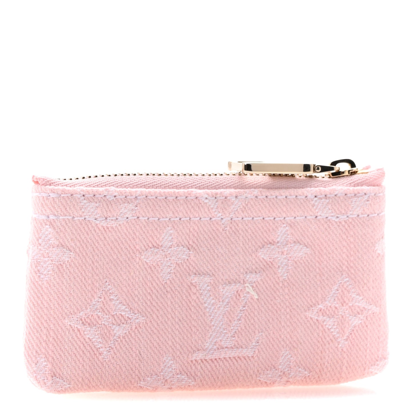 Monogram Denim Key Pouch Washed Pink