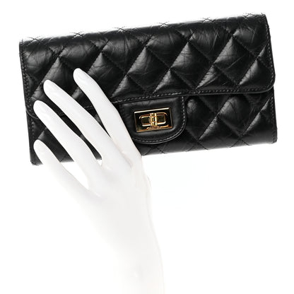Chanel Crumpled Calfskin Quilted Large Reissue Gusset Flap Wallet Black 2 of 9