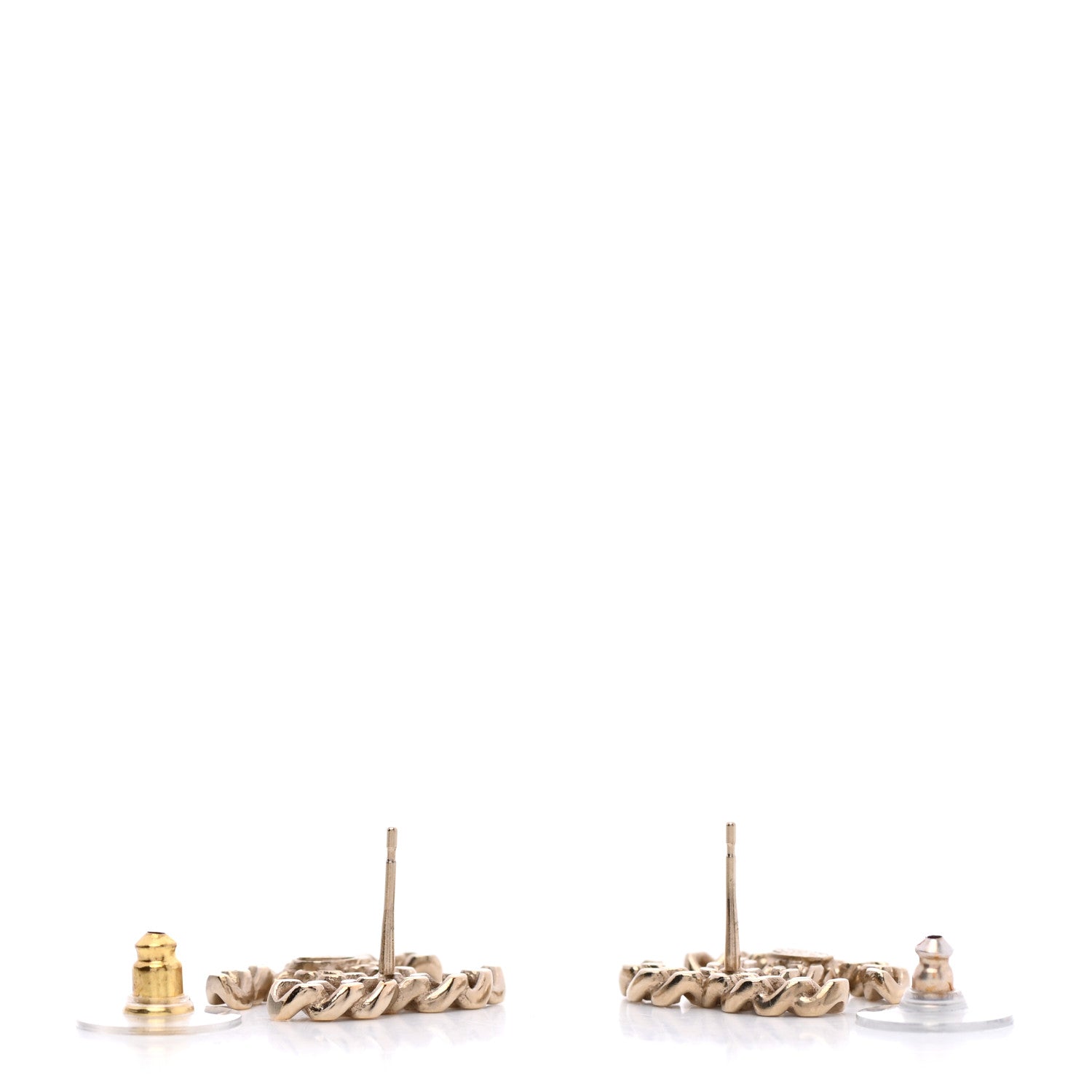 Chanel Metal Chain Link CC Earrings Gold 4 of 5