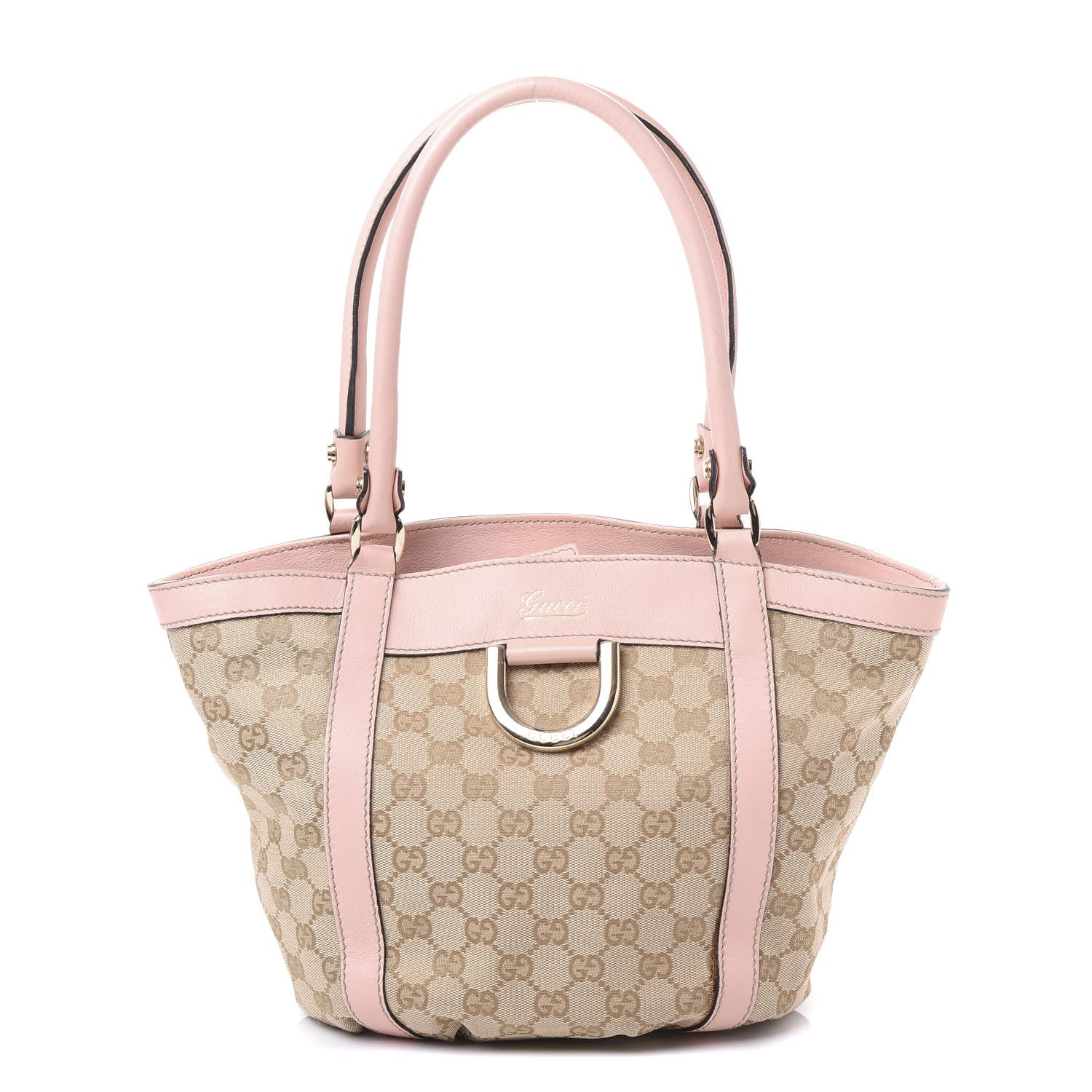Gucci Monogram Small Gold D Ring Tote Pink 1 of 9