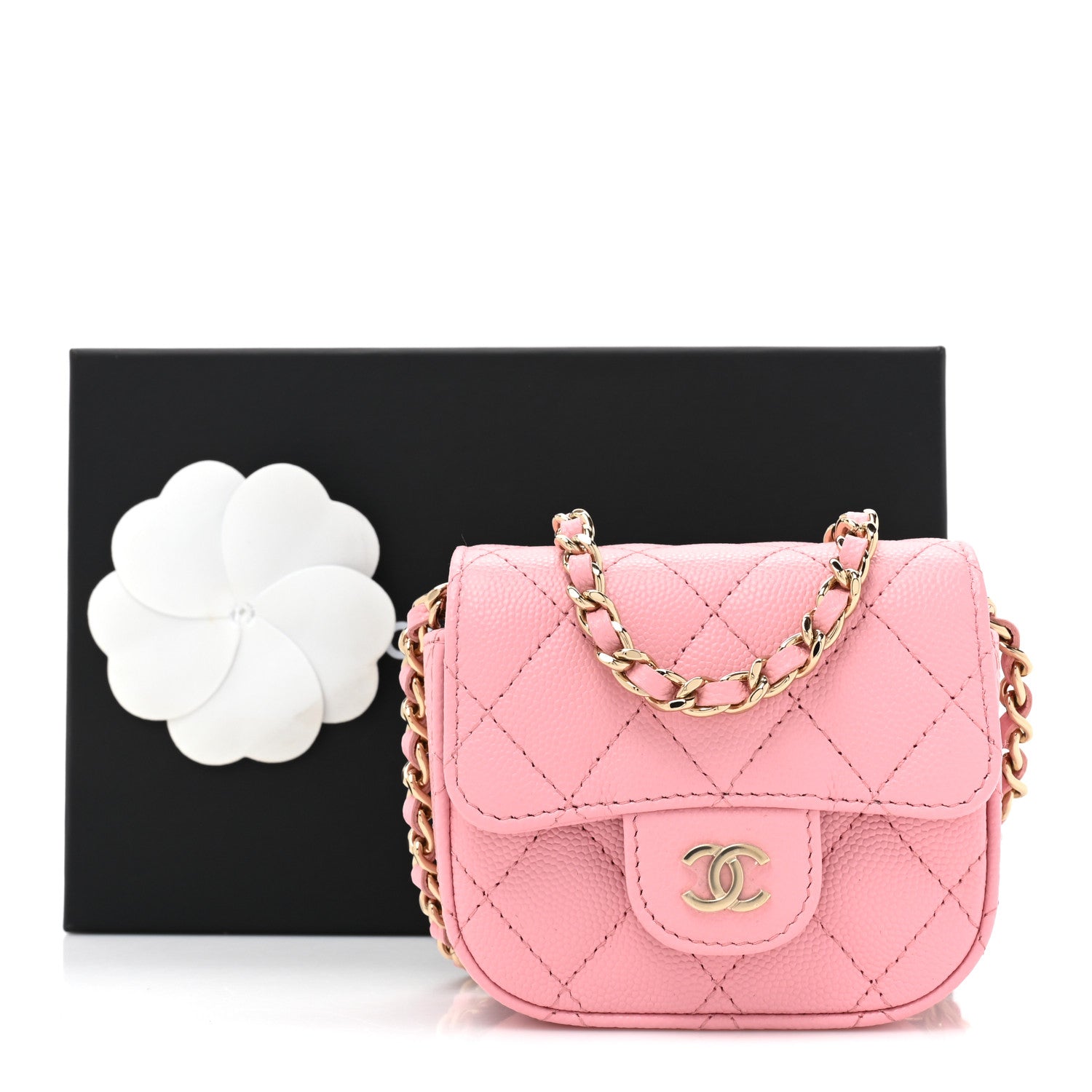 Chanel Caviar Quilted Mini Clutch With Chain Pink 11 of 11