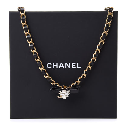 Chanel Calfskin Crystal Chain Camellia Belt 85 Black Gold 5 of 5