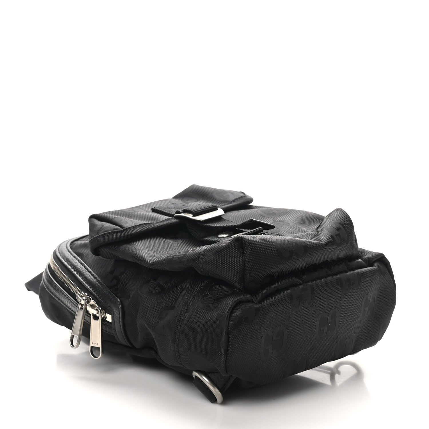 Gucci Econyl Nylon Monogram Off The Grid Sling Backpack Black 4 of 10