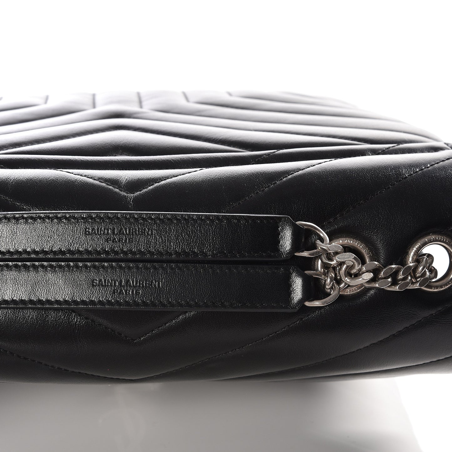 Calfskin Y Quilted Monogram Medium Loulou Chain Satchel Black
