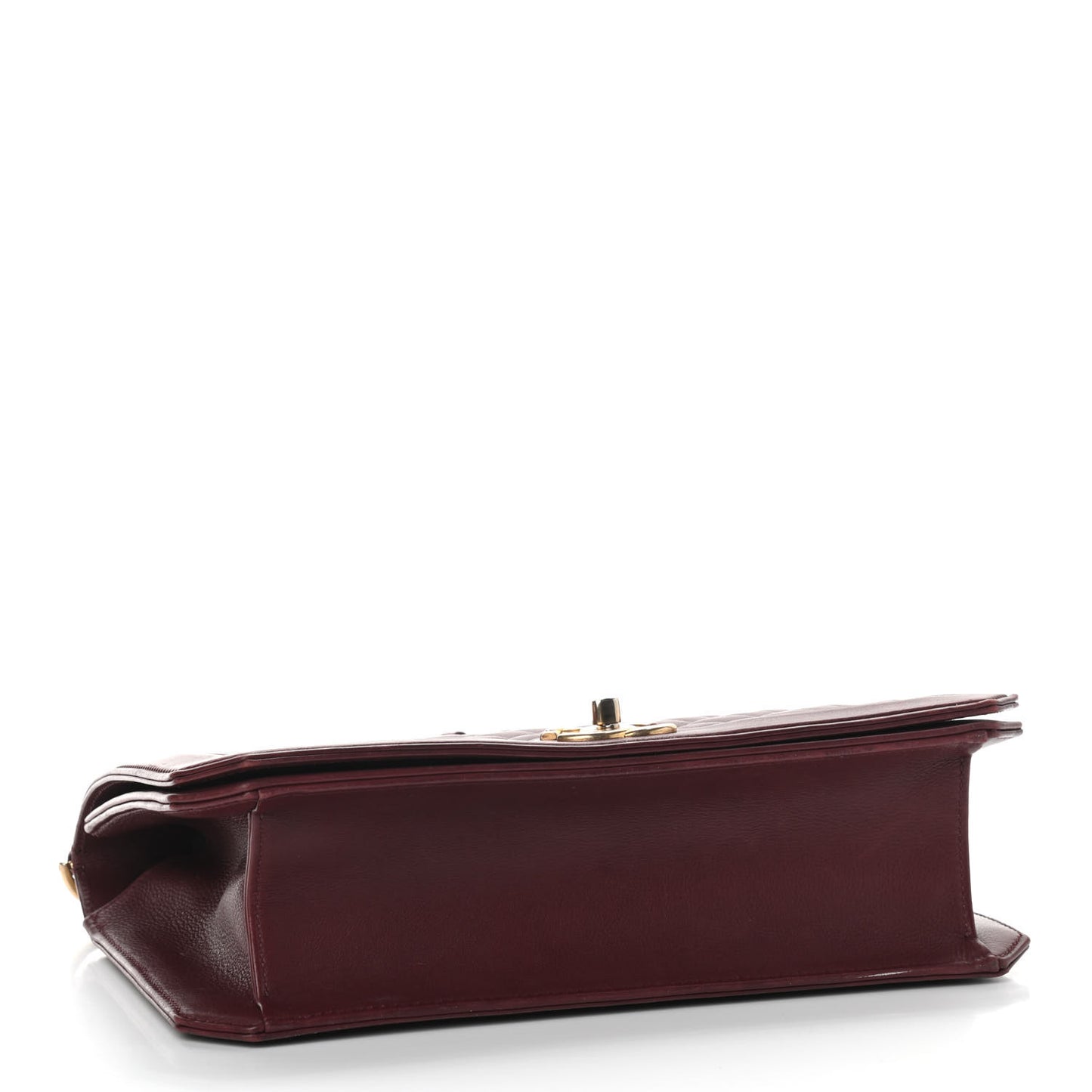 Calfskin Quilted Large Flap Bag Burgundy