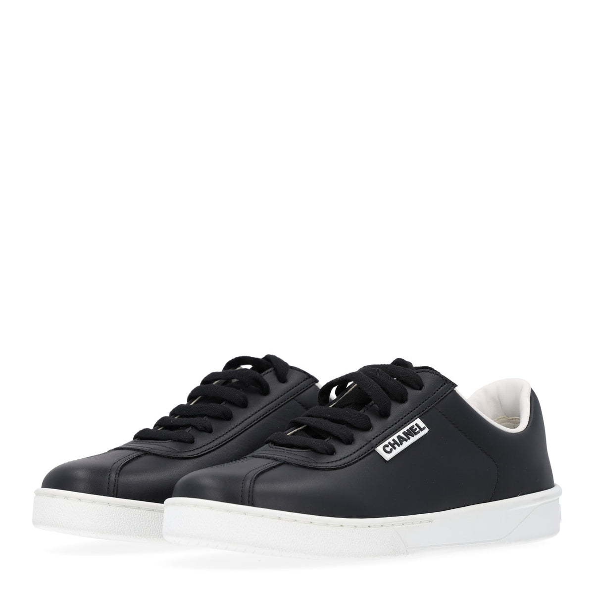 Chanel Calfskin CC Uniform Womens Sneakers 37 Black 4 of 10
