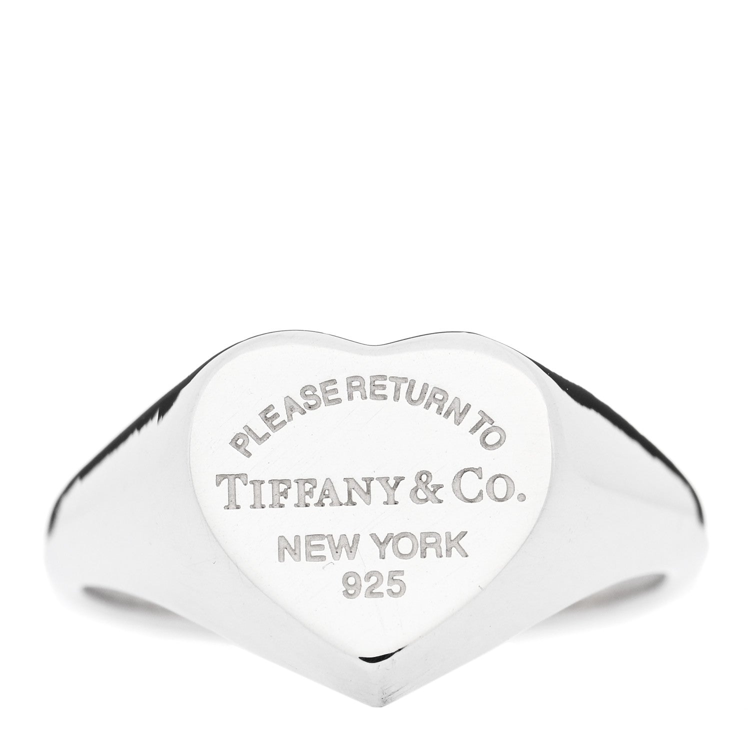 Tiffany Sterling Silver Return to Tiffany Heart Signet Ring 53 6.25 1 of 6