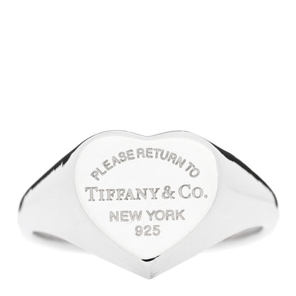 Tiffany Sterling Silver Return to Tiffany Heart Signet Ring 53 6.25 1 of 6